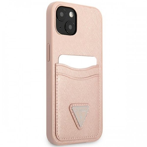 Guess Saffiano Double Card Case for iPhone 13 Pink image 4