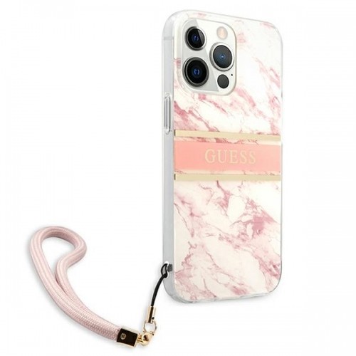 GUHCP13XKMABPI Guess TPU Marble Stripe Case for iPhone 13 Max Pink image 4