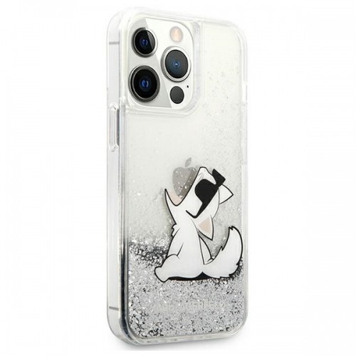 KLHCP13XGCFS Karl Lagerfeld Liquid Glitter Choupette Eat Case for iPhone 13 Pro Max Silver image 4