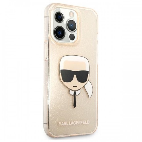 KLHCP13XKHTUGLGO Karl Lagerfeld TPU Full Glitter Karl Head Case for iPhone 13 Pro Max Gold image 4