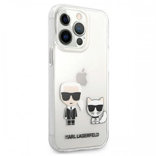 KLHCP13XCKTR Karl Lagerfeld PC|TPU Ikonik Karl and Choupette Case for iPhone 13 Pro Max Transparent image 4