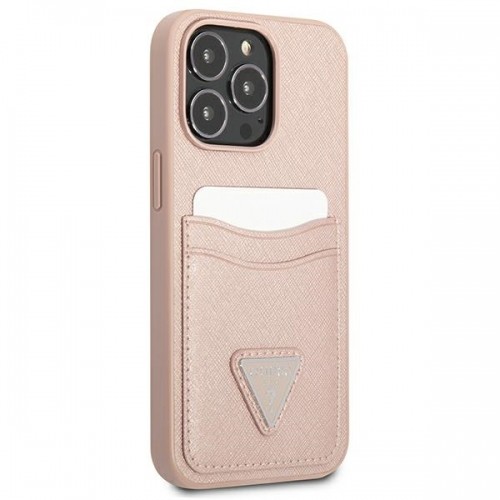 Guess Saffiano Double Card Case for iPhone 13 Pro Pink image 4
