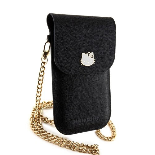 Hello Kitty PU Metal Logo Leather Wallet Phone Bag Black image 4