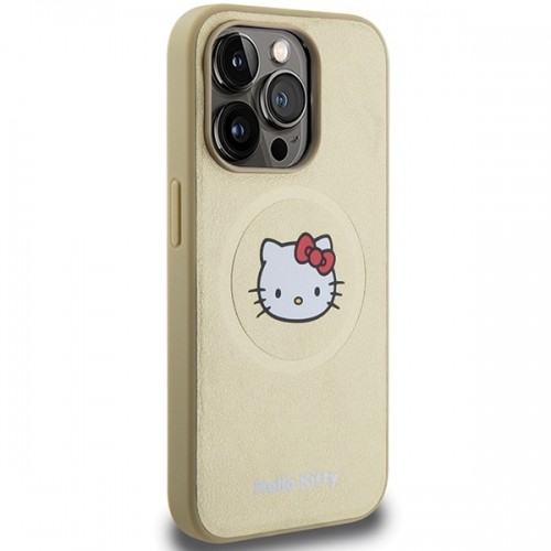 Hello Kitty HKHMP15LPGHCKD iPhone 15 Pro 6.1" złoty|gold hardcase Leather Kitty Head MagSafe image 4