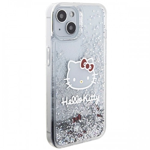 Hello Kitty HKHCP14SLIKHET iPhone 14 6.1" srebrny|silver hardcase Liquid Glitter Charms Kitty Head image 4