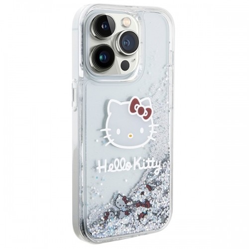 Hello Kitty HKHCP14LLIKHET iPhone 14 Pro 6.1" srebrny|silver hardcase Liquid Glitter Charms Kitty Head image 4