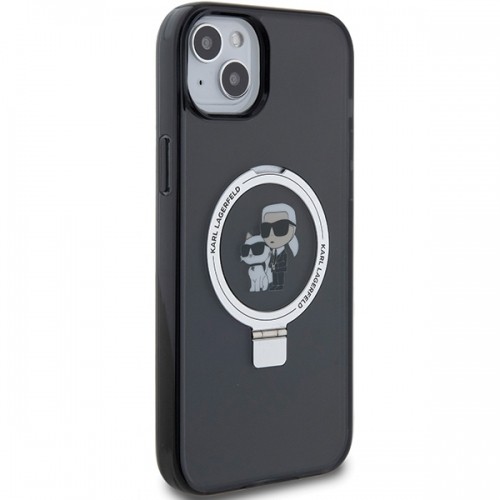 Karl Lagerfeld KLHMP14SHMRSKCK iPhone 14 | 15 | 13 6.1" czarny|black hardcase Ring Stand Karl&Choupettte MagSafe image 4