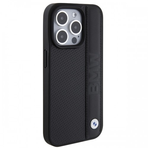 BMW BMHCP15L22RDPK iPhone 15 Pro 6.1" czarny|black hardcase Leather Textured & Stripe image 4