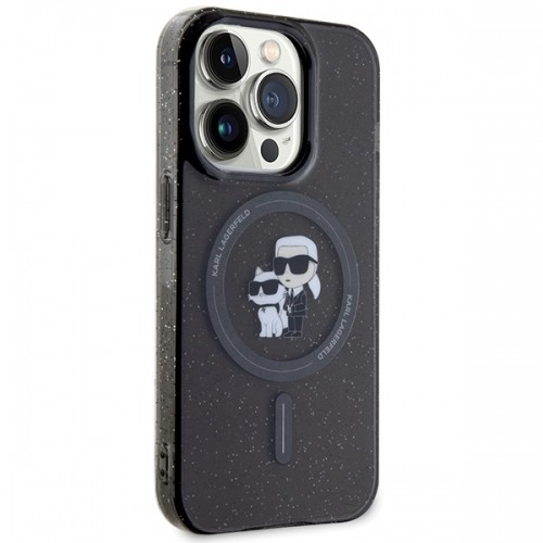Karl Lagerfeld KLHMP15LHGKCNOK iPhone 15 Pro 6.1" czarny|black hardcase Karl&Choupette Glitter MagSafe image 4