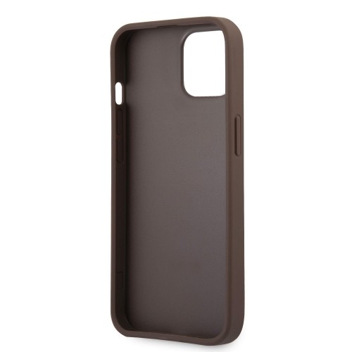 Guess PU 4G Metal Logo Case for iPhone 13 Brown image 4