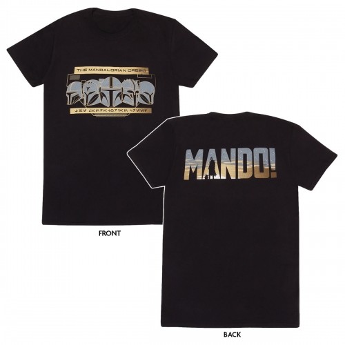 Short Sleeve T-Shirt The Mandalorian Row of Helmets Black Unisex image 4