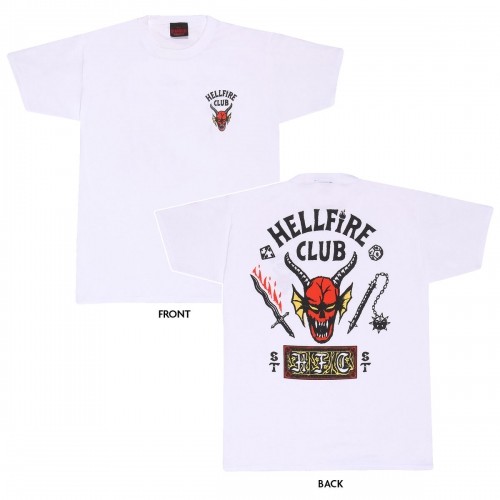 Short Sleeve T-Shirt Stranger Things Helfire Club White Unisex image 4