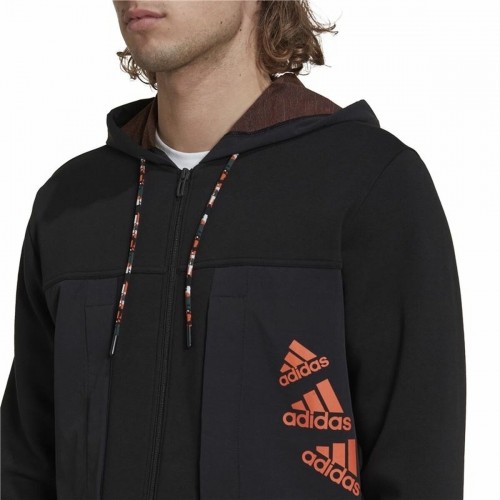 Vīriešu Sporta Krekls ar Kapuci Adidas Essentials BrandLove Melns image 4