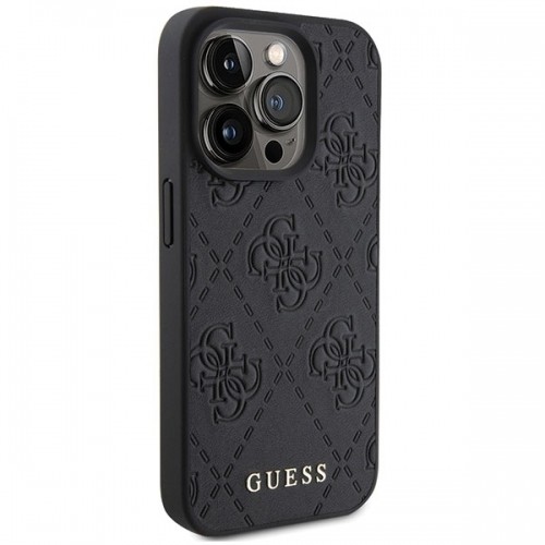Guess GUHCP15XP4EPMK iPhone 15 Pro Max 6.7" czarny|black hardcase Leather 4G Stamped image 4