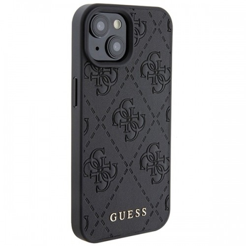 Guess GUHCP15SP4EPMK iPhone 15 | 14 | 13 6.1" czarny|black hardcase Leather 4G Stamped image 4