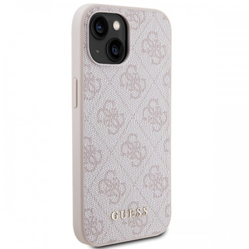 Guess GUHCP15SG4GFPI iPhone 15 6.1" różowy|pink hard case 4G Metal Gold Logo image 4