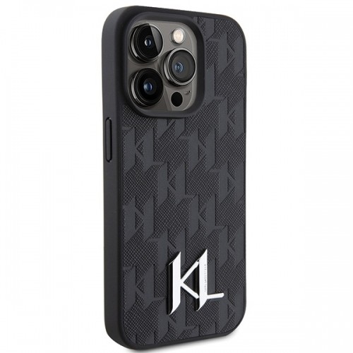 Karl Lagerfeld KLHCP15XPKLPKLK iPhone 15 Pro Max 6.7" czarny|black hardcase Leather Monogram Hot Stamp Metal Logo image 4