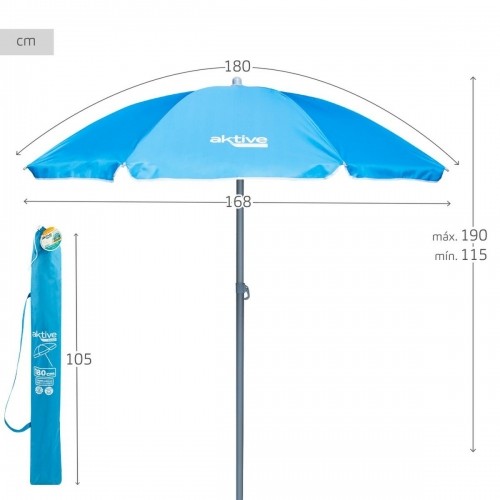 Пляжный зонт Aktive UV50 Ø 180 cm Синий полиэстер Алюминий 180 x 187,5 x 180 cm (12 штук) image 4