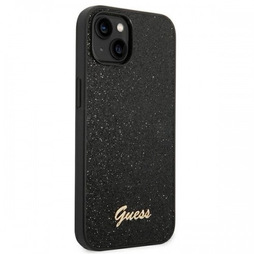 Guess PC|TPU Glitter Flakes Metal Logo Case for iPhone 14 Plus Black image 4