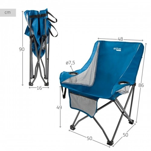 Foldable Camping Chair Aktive Blue 48 x 86 x 50 cm (2 Units) image 4