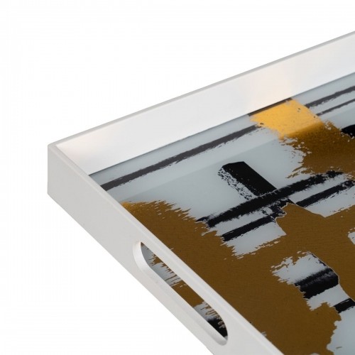 Bigbuy Home Uzkodu paplāte Balts Melns Bronza PVC Stikls Abstrakts 45 x 31 x 4,2 cm (2 gb.) image 4