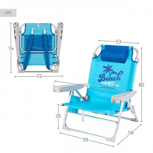 Beach Chair Aktive Foldable Blue 53 x 80 x 58 cm (2 Units) image 4