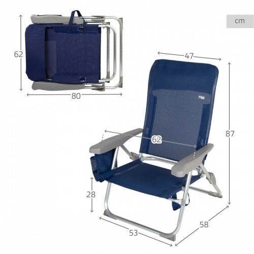 Pludmales krēsls Aktive Slim Locīšana Tumši Zils 47 x 87 x 58 cm (2 gb.) image 4