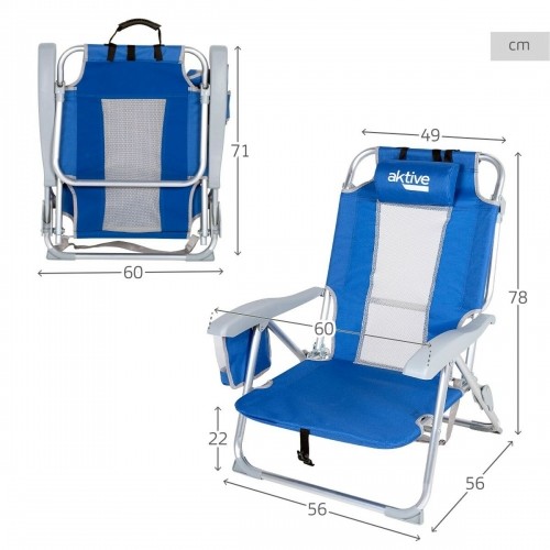 Beach Chair Aktive Blue White 49 x 78 x 56 cm (2 Units) image 4