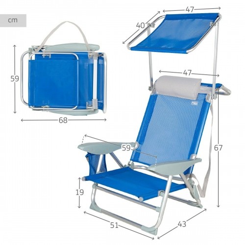 Пляжный стул Aktive Синий 47 x 67 x 43 cm (2 штук) image 4