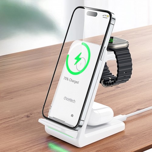 Choetech T608 15W 4in1 induction charging station - white image 4