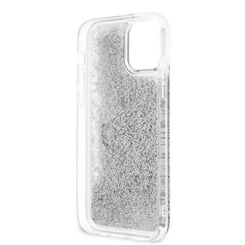 GUHCP12LLG4GSI Guess TPU Big 4G Liquid Glitter Silver Case for iPhone 12 Pro Max Transparent image 4