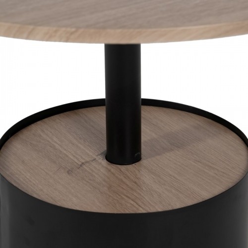 Centre Table Black Natural Iron MDF Wood 65 x 65 x 37,5 cm image 4