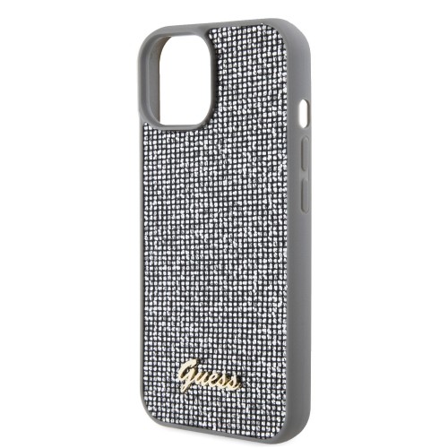 Guess PU Square Mirror Script Logo Case for iPhone 15 Silver image 4