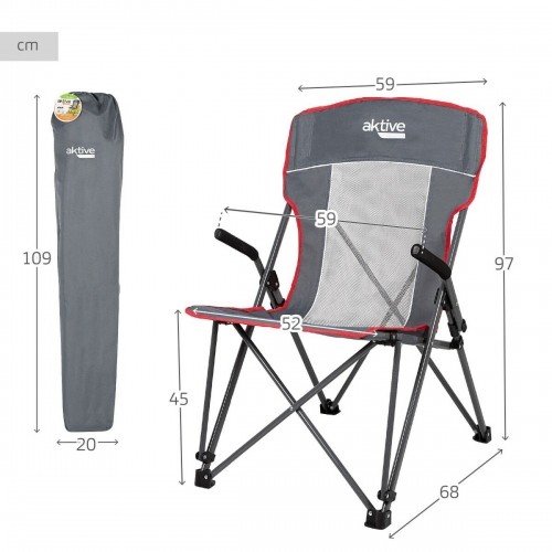Складной стул для кемпинга Aktive Серый 59 x 97 x 68 cm (2 штук) image 4
