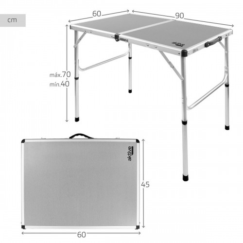 Folding Table Aktive Camping Grey 90 x 70 x 60 cm (2 Units) image 4