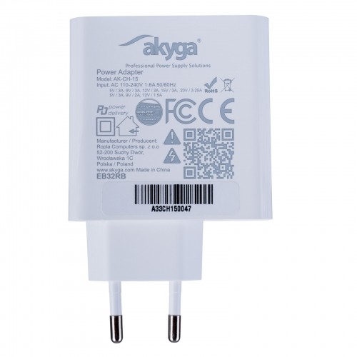 Akyga wall charger AK-CH-15 65W USB-A + USB-C Quick Charge 3.0 5-20V | 1.5-3.25A white image 4