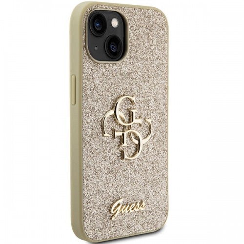 Guess GUHCP15SHG4SGD iPhone 15 6.1" złoty|gold hardcase Glitter Script Big 4G image 4