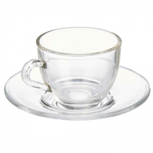 Cup with Plate Transparent Glass 85 ml (6 Units) image 4