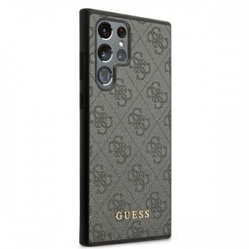 Guess GUHCS22LG4GFGR S22 Ultra S908 szary|grey hard case 4G Metal Gold Logo image 4