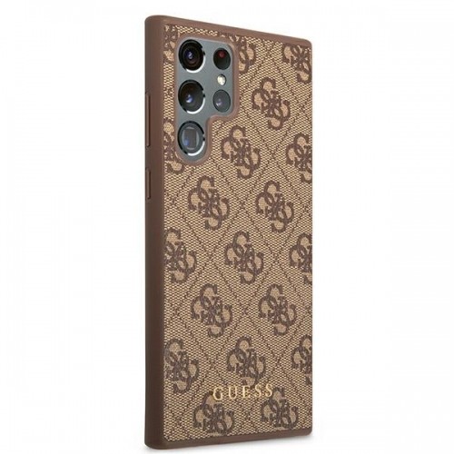 Guess GUHCS22LG4GFBR S22 Ultra S908 brązowy|brown hard case 4G Metal Gold Logo image 4