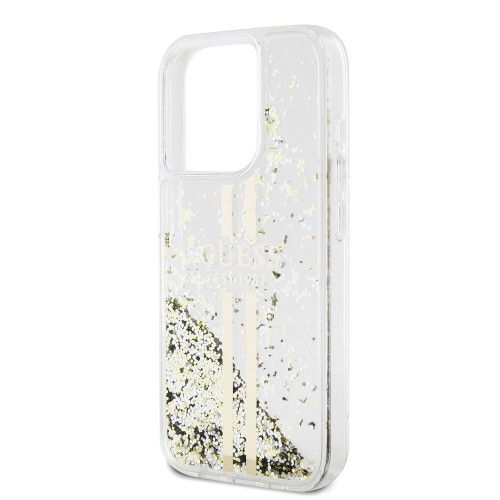 Guess PC|TPU Liquid Glitter Gold Stripe Case for iPhone 15 Pro Max Transparent image 4