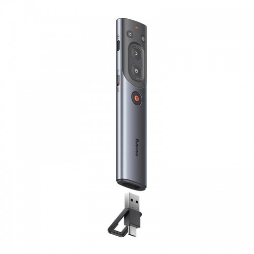 Baseus Orange Dot Multifunctional remote control for presentation, with a red laser pointer - gray image 4