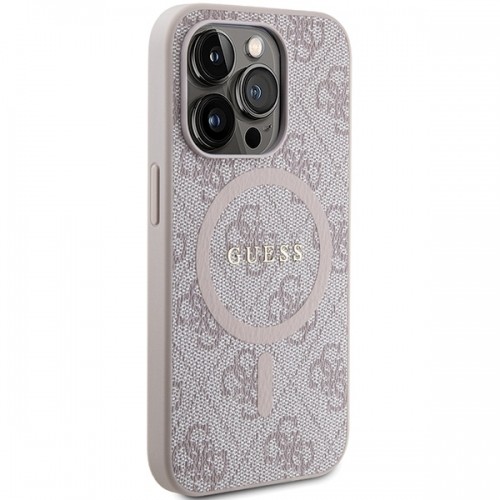 Guess GUHMP15XG4GFRP iPhone 15 Pro Max 6.7" różowy|pink hardcase 4G Collection Leather Metal Logo MagSafe image 4