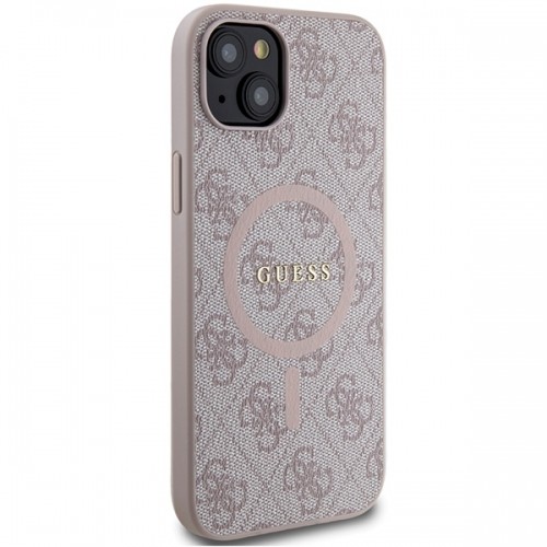 Guess GUHMP15SG4GFRP iPhone 15 | 14 | 13 6.1" różowy|pink hardcase 4G Collection Leather Metal Logo MagSafe image 4