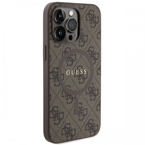 Guess GUHMP13XG4GFRW iPhone 13 Pro Max 6.7" brązowy|brown hardcase 4G Collection Leather Metal Logo MagSafe image 4