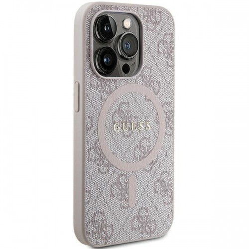 Guess GUHMP13XG4GFRP iPhone 13 Pro Max 6.7" różowy|pink hardcase 4G Collection Leather Metal Logo MagSafe image 4