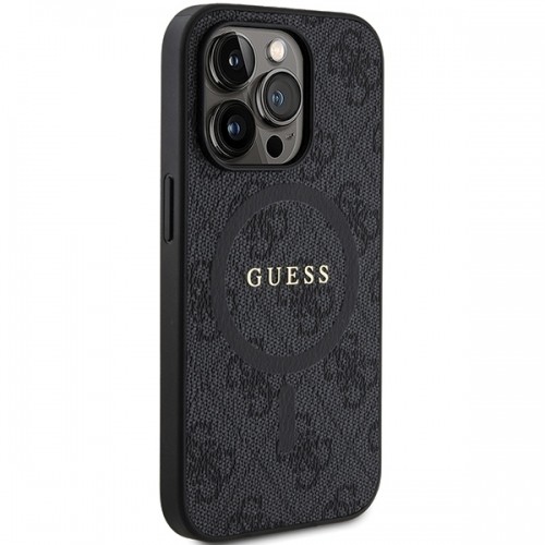 Guess GUHMP13LG4GFRK iPhone 13 Pro | 13 6.1" czarny|black hardcase 4G Collection Leather Metal Logo MagSafe image 4