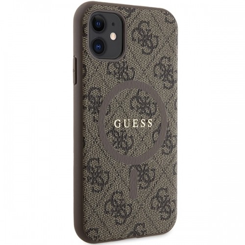 Guess GUHMN61G4GFRW iPhone 11 6.1" | Xr brązowy|brown hardcase 4G Collection Leather Metal Logo MagSafe image 4