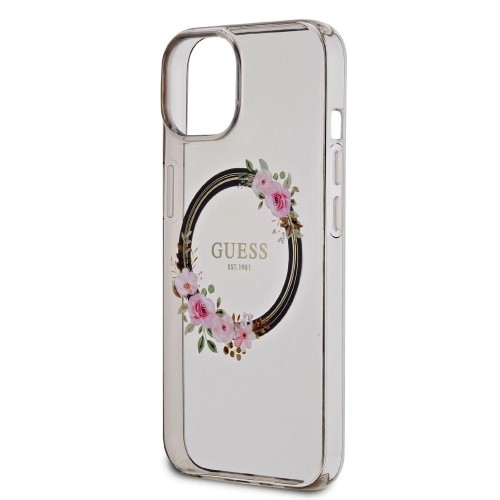 Guess PC|TPU Flowers Ring Glossy Logo MagSafe Case for iPhone 14 Black image 4