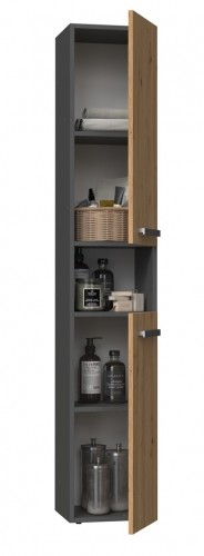 Top E Shop Topeshop NEL I ANT/ART bathroom storage cabinet Graphite, Oak image 4